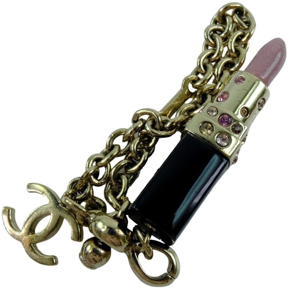 CHANEL Pink Lipstick Key Chain Purse Charm